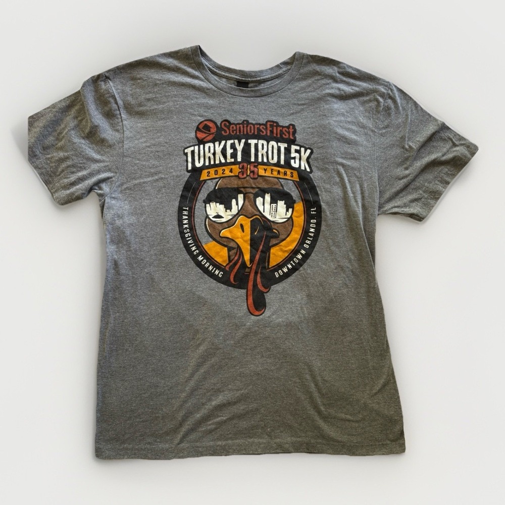 Seniors First Turkey Trot 5K Orlando T Shirt Mens Large Gray Graphic Tee‎ 2024
